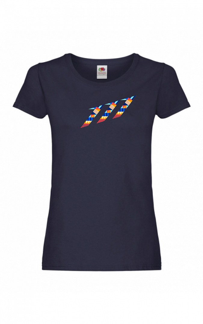 Tmavě modré dámské tričko geometrie