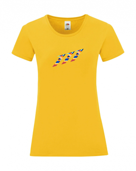 Žluté dámské tričko  geometrie