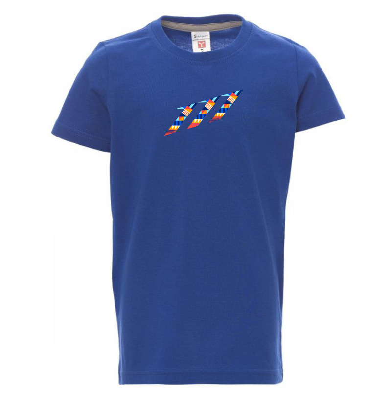 Královsky modré dětské tričko geometrie