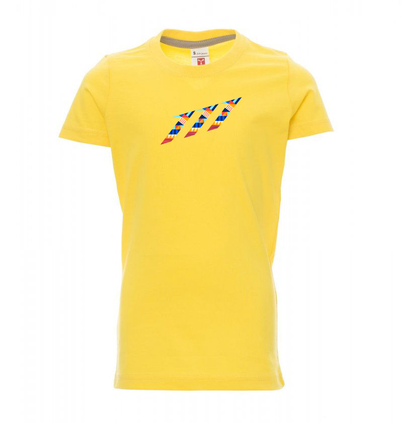 Žluté dětské tričko geometrie