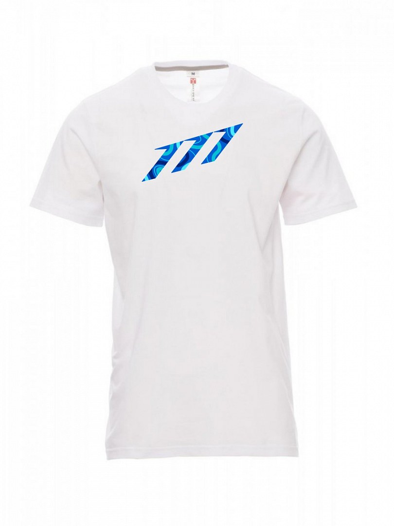 Bílé pánské tričko 111 modrá