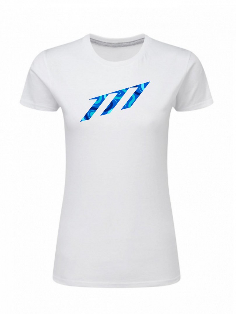 Bílé dámské tričko  111 modrá
